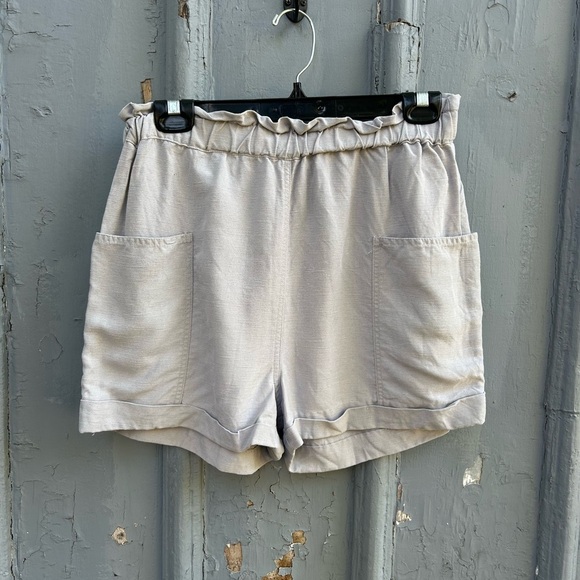Wilfred Free High Rise Elastic Waist Pull On Linen Shorts, Size Medium - Picture 2 of 9
